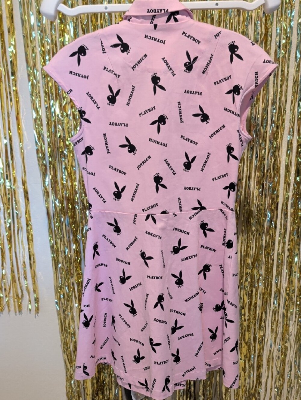 🔥JOYRICH x Playboy Pink Bunny Logo Button-Front Mini Dress Size M - Picture 8 of 8